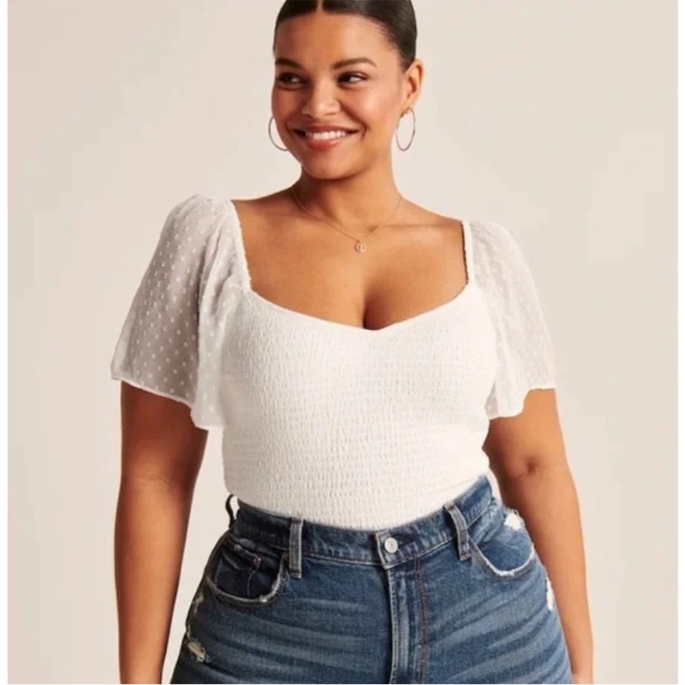 White Flutter Sleeve Top - Abercrombie & Ftitch